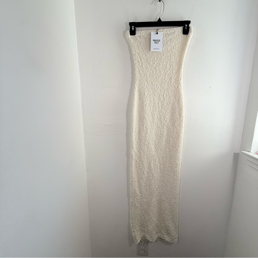 NWT Princess Polly Cream Cloud Strapless Boucle Maxi Dress Size 2 New - Picture 2 of 15
